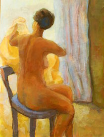Sitting Nude Woman by alfons niex