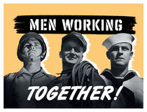 Men Working Together -- World War II by warishellstore
