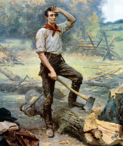 345-abe-lincoln-chopping-wood-painting