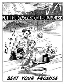 Put The Squeeze On The Japanese -- WWII Cartoon by warishellstore