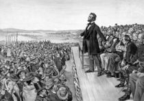 President Lincoln Delivering The Gettysburg Address by warishellstore