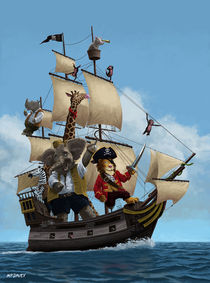 Cartoon Animal Pirate Ship von Martin  Davey