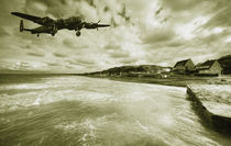 Lancaster over Omaha Beach  by Rob Hawkins