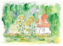 Gewächshaus mit Sonnenblumen von Matthias Talmeier