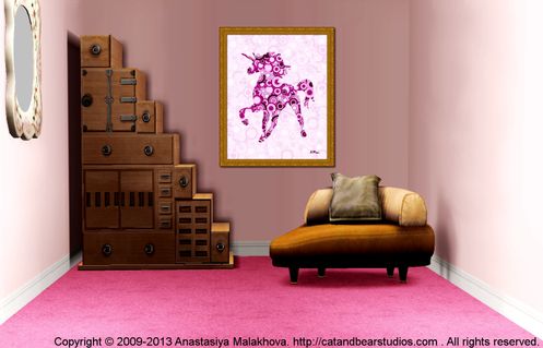 Interior-design-idea-pink-unicorn-animal-art-anastasiya-malakhova