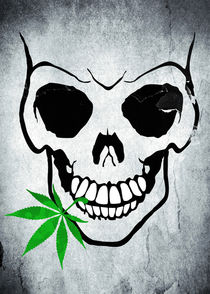 Skull with Weed - Cool Skull with Pot in Mouth by Denis Marsili