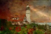 Lighthouse Cape Elisabeth USA  by Marie Luise Strohmenger