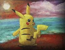 Painting  Picachu  by Polina Zedler