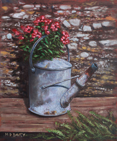 Painting-old-watering-can-with-flowers