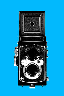 medium format camera blue popart by Les Mcluckie