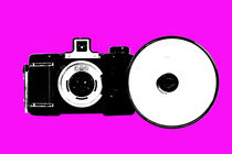 6x6 old camera popart pink by Les Mcluckie