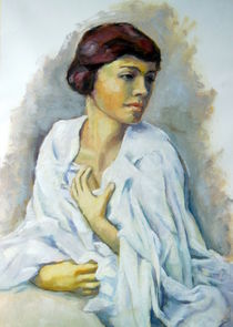 Frau in weiß Malerei von alfons niex
