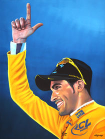 Alberto Contador painting by Paul Meijering