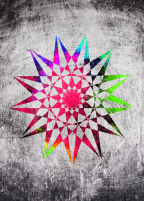 Colorful Trippy Star with Grunge Background von Denis Marsili