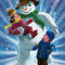 Children-and-snowman-playing-together
