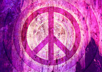 Retro Peace Sign - Grunge Texture with Scratches von Denis Marsili