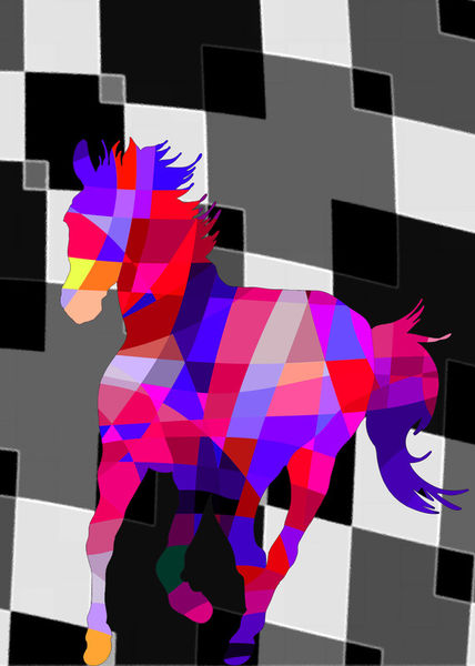 Horse-colors-geometric-bw-background