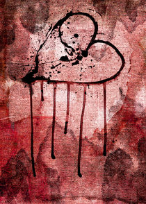 Broken Heart - Bleeding Heart - Love, Blood Smears and Drips by Denis Marsili
