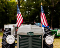 Vintage Ferguson Tractor With American Flags von Jon Woodhams
