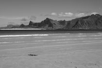 Coastal landscape, Krystad, Lofoten islands, b/w von travelfoto