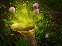 Magic pot with flowers clover von larisa-koshkina