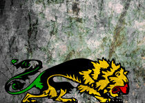 Grunge Reggae Lion Heraldic Art by Denis Marsili