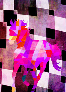 Modern Colorful Horse with Canvas Texture von Denis Marsili