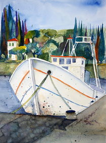 Boot im Hafen by Inez Eckenbach-Henning