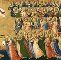 Christ Glorified in the Court of Heaven, detail of musical angel by Fra Angelico