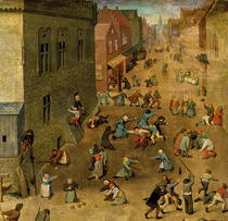 Children`s Games: detail of top right hand corner by Pieter Brueghel the Elder