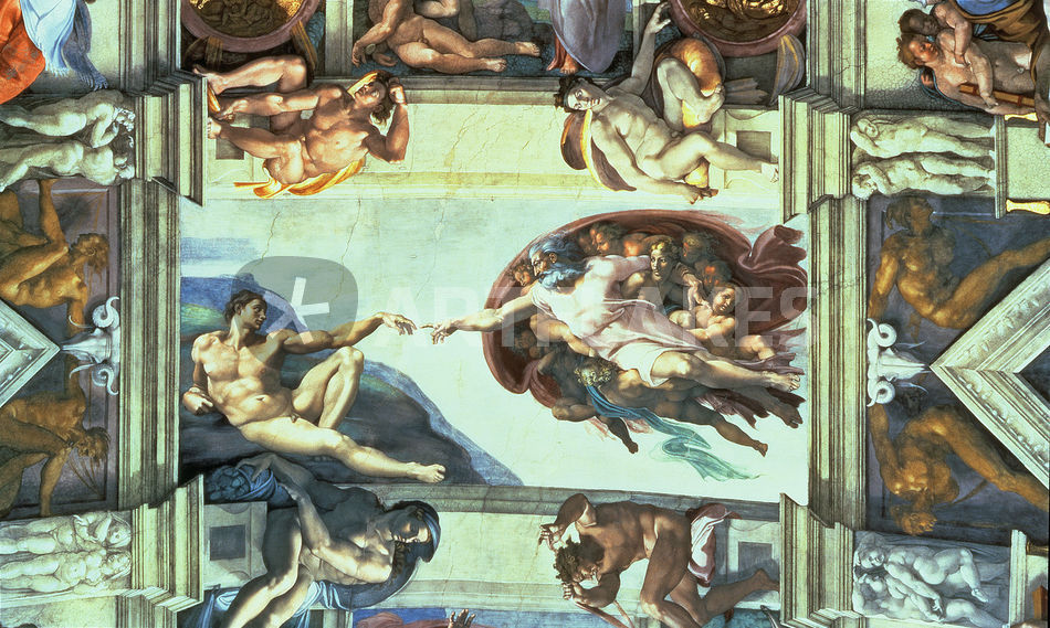 Sistine Chapel Ceiling Creation Of Adam Painting Art