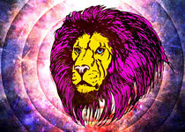 Lion Modern Pop Colors Print with Canvas Texture by Denis Marsili