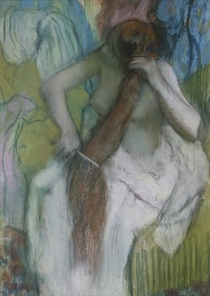 Sitzender Akt beim Kämmen von Edgar Degas