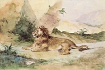 A Lion in the Desert by Ferdinand Victor Eugèn  Delacroix