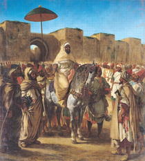 Muley Abd-ar-Rhaman, The Sultan of Morocco, leaving his Palace o by Ferdinand Victor Eugèn  Delacroix