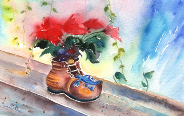 Still-life-with-poinsettia-and-shoe