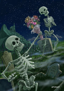 Romantic Valentine Skeletons in Graveyard by Martin  Davey