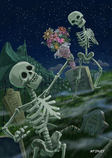 Valentine-romantic-skeletons-in-graveyard