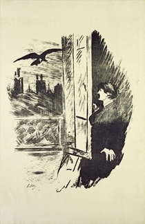 Illustration for `The Raven`, by Edgar Allen Poe by Edouard Manet