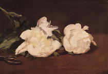 Weiße Pfingstrosen und eine Gartenschere von Edouard Manet