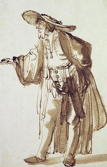 Schauspieler mit breitkrempigem Hut von Rembrandt Harmenszoon van Rijn