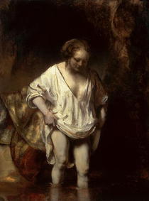 Woman Bathing in a Stream by Rembrandt Harmenszoon van Rijn