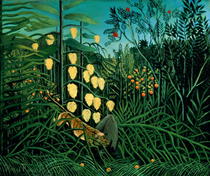 Tropical Forest: Battling Tiger and Buffalo by Henri J.F. Rousseau