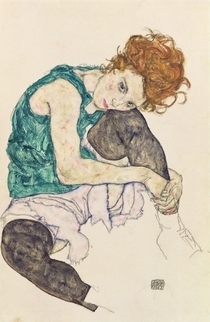 Sitzende Frau mit gebeugtem Knie von Egon Schiele