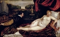 Venus und der Orgelspieler von Tiziano Vecellio