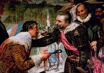 The Surrender of Breda, detail of Justin de Nassau handing the k by Diego Rodriguez de Silva y Velazquez