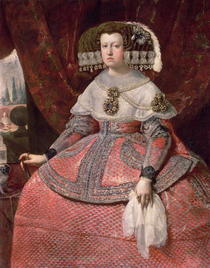 Queen Maria Anna of Spain in a red dress by Diego Rodriguez de Silva y Velazquez