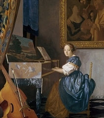 Junge Frau am Spinett von Jan Vermeer