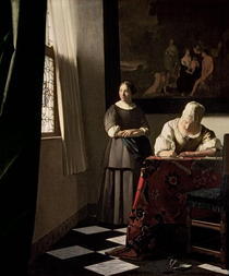 Lady writing a letter with her Maid by Jan Vermeer