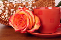 Still life with flowers and coffee mug by larisa-koshkina